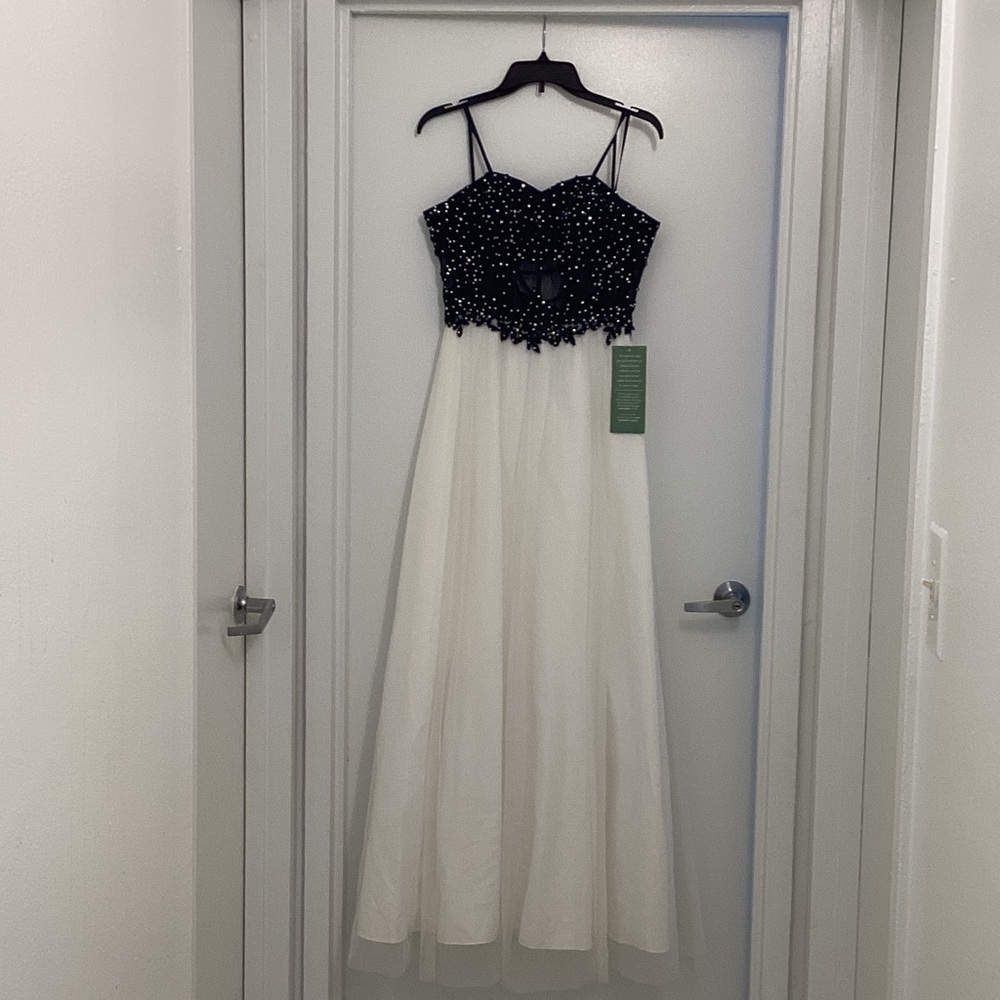 Elegant Blue and White Gown